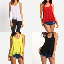 Sexy Lace Spliced Backless Chiffon Tops