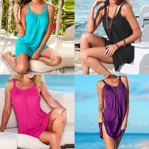 Fashion Solid Color Sling Beach Dress