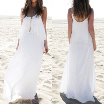 Sexy Backless Lace Spliced Sling Beach Maxi Dress