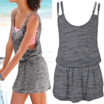 Fashion Gathered Waist Beach Sling Dress