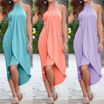Sexy Off-shoulder Irregular Hem Solid Color Party Dress