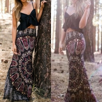 Bohemian Style High Waist Printed Maxi Skirt