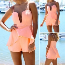 Sexy Backless Deep V-neck Flouncing Sling Rompers