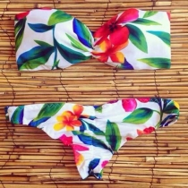 Sexy Printed Push-up Bandeau Bikini Set
