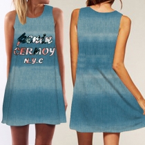 Fashion Letters Printed Sleeveless Round Neck Dress