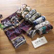 Fashion Printed Elastic Waist Men's Cargo Shorts