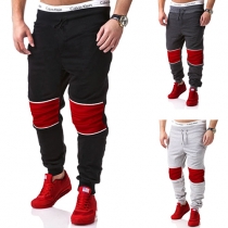 Fashion Contrast Color Elastic Waist Men's Sports Pants