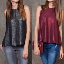 Fashion Solid Color Sleeveless Round Neck Tops 