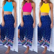 Sexy Off-shoulder Round Neck Solid Color Crop Tops