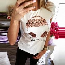 Fashion Short Sleeve Round Neck Printed T-shirt