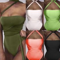 Sexy Backless Solid Color One-piece Swimsuit