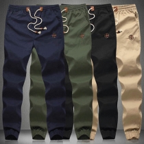 Fashion Solid Color Elastic Waist Men's Casual Pants