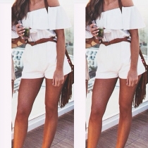 Sexy Slash Neck Solid Color Rompers