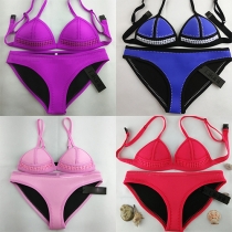 Sexy Solid Color Push-up Bikini Set