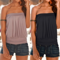Sexy Strapless Solid Color Tops