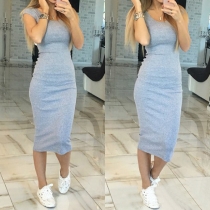 Fashion Solid Color Sleeveless Slim Fit Dress