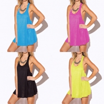 Fashion Solid Color Loose Tank Dress