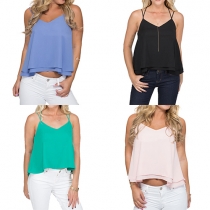 Fashion Crisscross-Back Double-Layered Cami Top