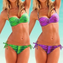 Sexy Printed Push-up Halter Bikini Set