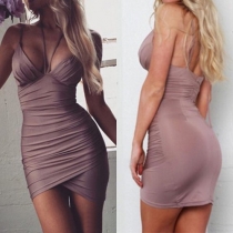 Sexy Backless Deep V-neck Sling Bodycon Dress