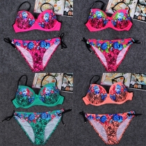 Sexy Printed Push-up Bikini Set