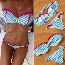 Sexy Striped Bandeau Bikini Set