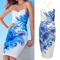 Sexy Backless Printed Slim Fit Sling Dress