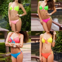 Sexy Contrast Color Flouncing Push-up Bikini Set