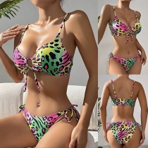 Sexy Leopard Printed Halter Bikini Set