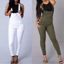 Fashion Solid Color High Rise Slim-fitting Overalls For Women