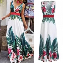 Fashion High Waist Printed Spliced Oversized Maxi Dress