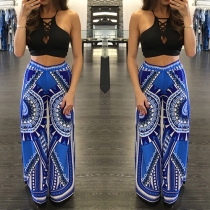 Ethnic Style High Waist Printed Wide Leg Pants