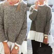 Fashion Flouncing Hem Long Sleeve Sweater