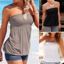 Sexy Strapless Solid Color Tops