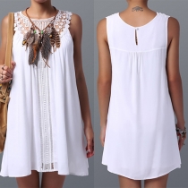 Sweet Style Lace Spliced Sleeveless Loose Dress