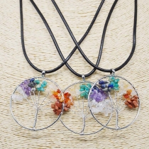 Fashion Colorful Gemstones Tree of Life Pendant Necklace