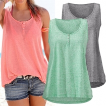 Fashion Solid Color Round Neck Sleeveless Tank Tops