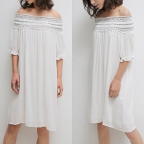 Sexy Off Shoulder Half Sleeve Ruffle Loose-fitting Dress