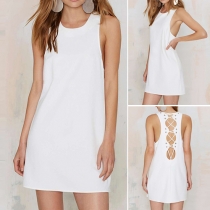 Fashion Solid Color Round Neck Sleeveless Strappy Dress