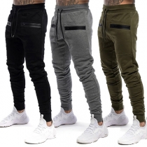 Casual Style Button Down Drawstring Waist Sports Pants For Men