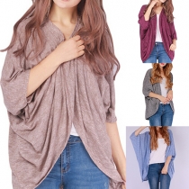 Fashion Solid Color Bat Sleeve Loose-fitting Knit Coat