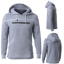 Casual Style Hooded Front Zipper Long Sleeve Tops For Men