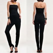 Sexy Solid Color Strapless Backless 2-side Pockets Jumpsuit
