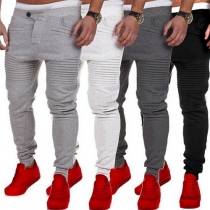 Casual Style Solid Color Stripes Sports Pants For Men