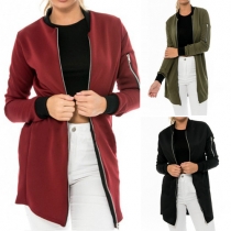 Fashion Solid Color Long Sleeve Open-front Jacket For Women