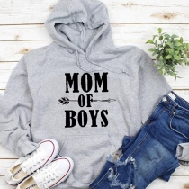 Fashion Contrast Color Letters Printed Front Pocket Hooded Long Sleeve Sweatshirt