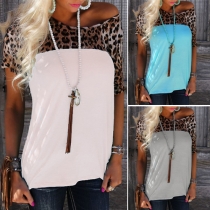 Fashion Leopard Printed Round Neck Short Sleeve T-shirt