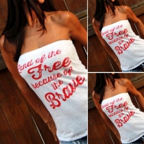 Sexy Letters Printed Strapless Backless Tank Tops