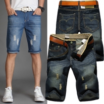 Fashion 2-side Pockets Shred Cropped Jeans For Men