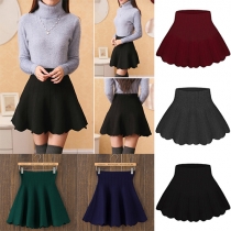 Elegant Solid Color High Waist Ruffle Knit Bust Skirt